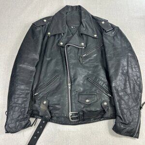 VTG Harley Davidson Mens Black Leather Biker Jacket Mon Valley Chapter HOG 46
